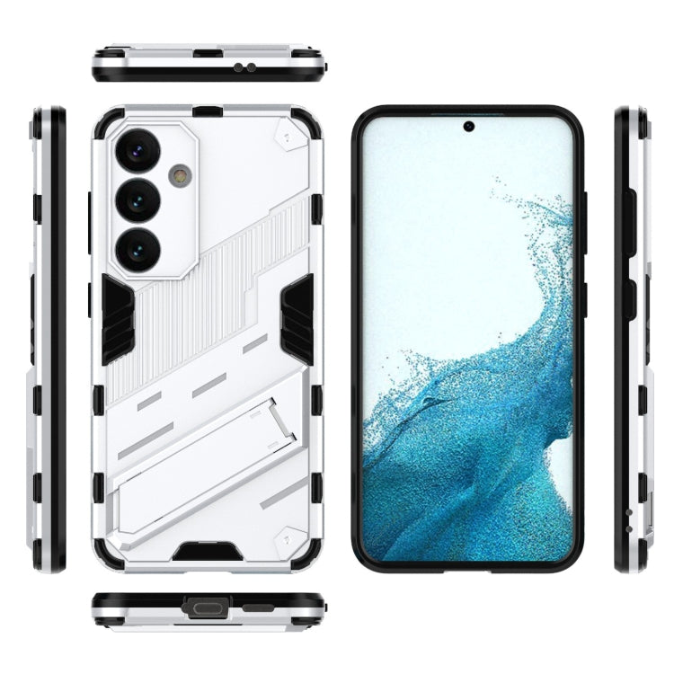 For Samsung Galaxy S24 5G Punk Armor 2 in 1 PC + TPU Shockproof Phone Case with Invisible Holder(White) - Galaxy S24 5G Cases by buy2fix | Online Shopping UK | buy2fix