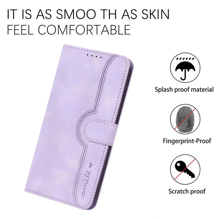 For iPhone SE 2024 Heart Pattern Skin Feel Leather Phone Case(Purple) - More iPhone Cases by buy2fix | Online Shopping UK | buy2fix