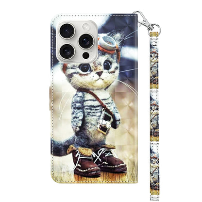 For iPhone 16 Pro Max 3D Painted Leather Phone Case(Naughty Cat) - iPhone 16 Pro Max Cases by buy2fix | Online Shopping UK | buy2fix