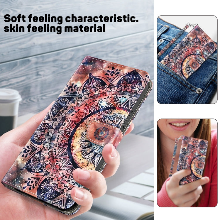 For iPhone 16 Pro Max 3D Painted Leather Phone Case(Colorful Mandala) - iPhone 16 Pro Max Cases by buy2fix | Online Shopping UK | buy2fix