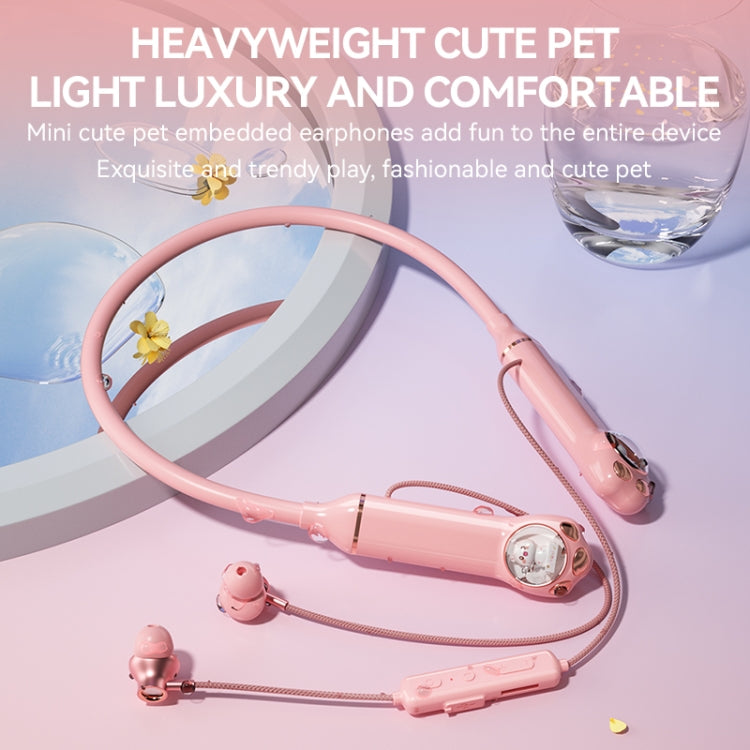 K1692 Meow Planet Neck-mounted Noise Reduction Sports Bluetooth Earphones(White) - Neck-mounted Earphone by buy2fix | Online Shopping UK | buy2fix