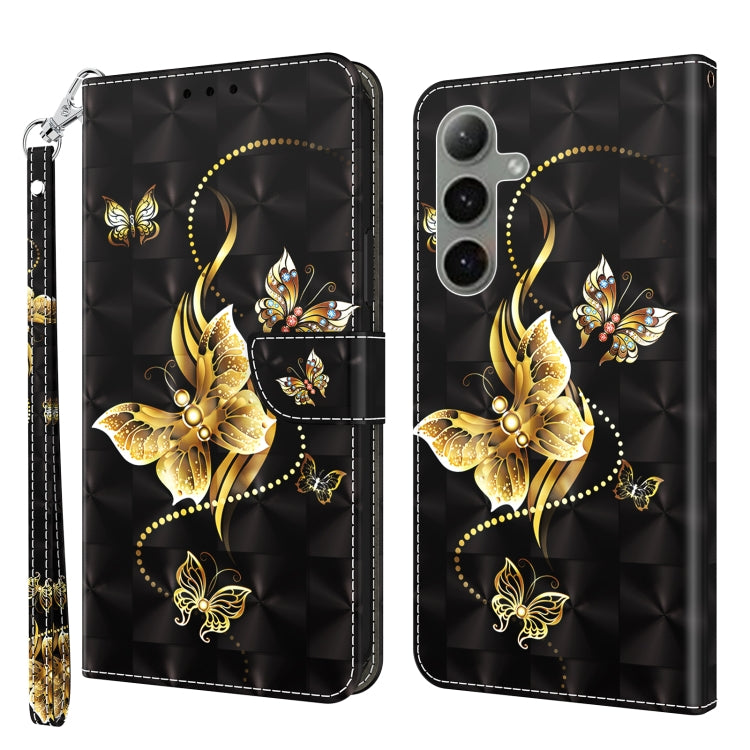 For Samsung Galaxy S24+ 5G 3D Painted Leather Phone Case(Golden Swallow Butterfly) - Galaxy S24+ 5G Cases by buy2fix | Online Shopping UK | buy2fix