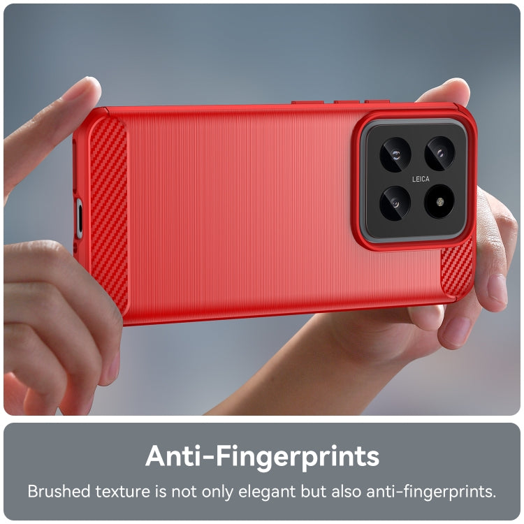 For Xiaomi 14 Brushed Texture Carbon Fiber TPU Phone Case(Red) - 14 Cases by buy2fix | Online Shopping UK | buy2fix