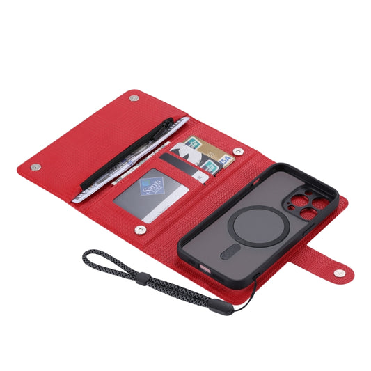 For iPhone 15 Pro Max ViLi GHB Series MagSafe Magnetic Zipper Leather Phone Case(Red) - iPhone 15 Pro Max Cases by ViLi | Online Shopping UK | buy2fix