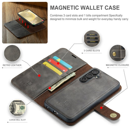 For Samsung Galaxy S24+ 5G DG.MING Crazy Horse Texture Detachable Magnetic Leather Case(Grey) - Galaxy S24+ 5G Cases by DG.MING | Online Shopping UK | buy2fix