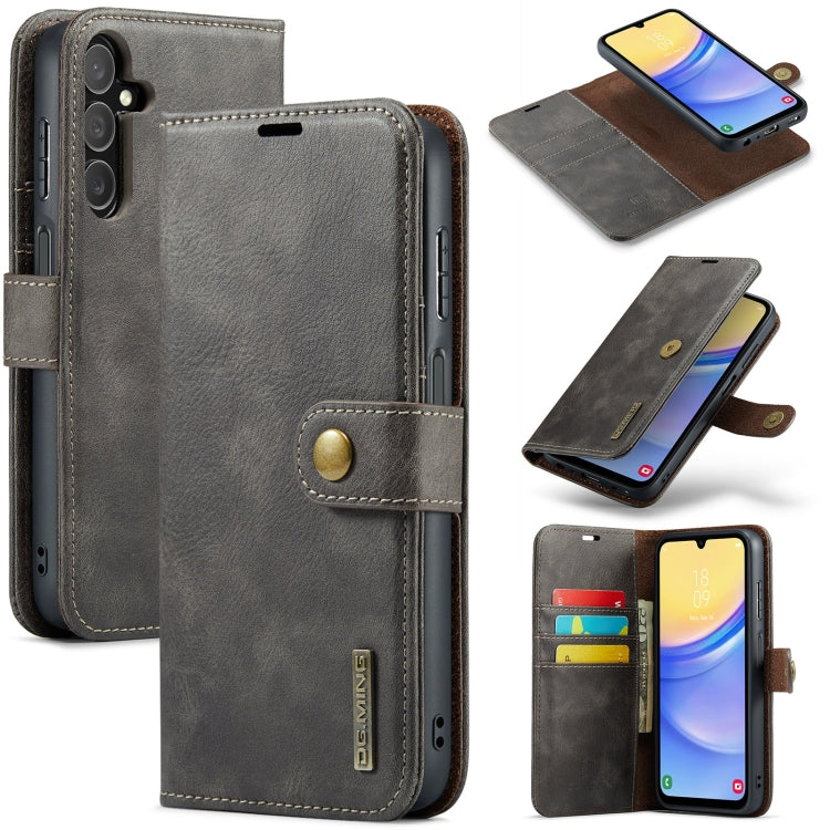 For Samsung Galaxy A15 5G / A15 4G DG.MING Crazy Horse Texture Detachable Magnetic Leather Case(Grey) - Galaxy Phone Cases by DG.MING | Online Shopping UK | buy2fix