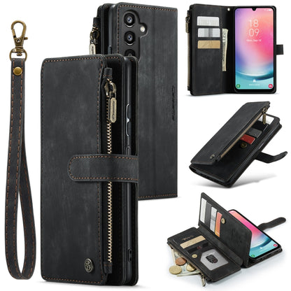 For Samsung Galaxy A24 4G CaseMe C30 Card Slots Zipper Wallet Leather Phone Case(Black) - Galaxy Phone Cases by CaseMe | Online Shopping UK | buy2fix