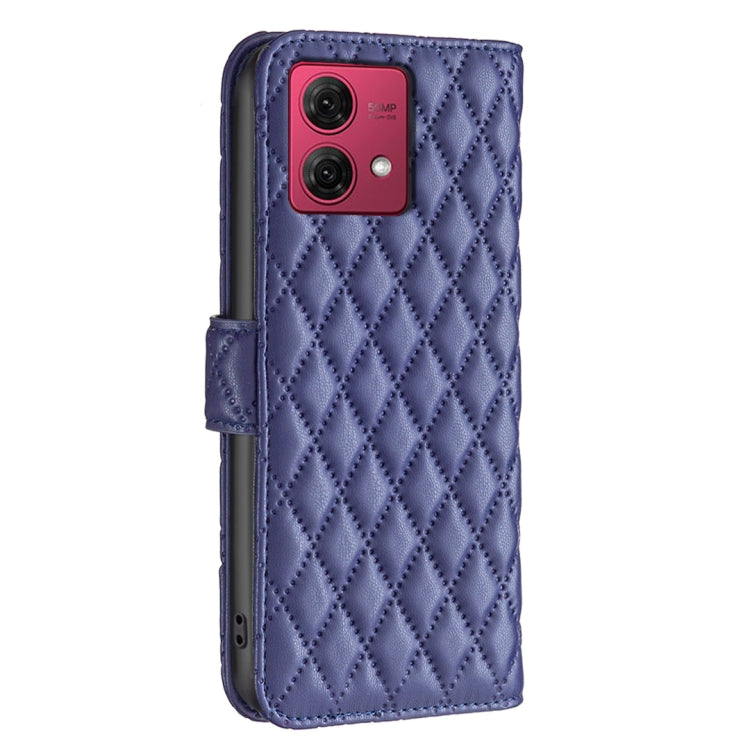 For Motorola Moto G84 Diamond Lattice Wallet Flip Leather Phone Case(Blue) - Motorola Cases by buy2fix | Online Shopping UK | buy2fix