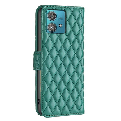 For Motorola Edge 40 Neo Diamond Lattice Wallet Flip Leather Phone Case(Green) - Motorola Cases by buy2fix | Online Shopping UK | buy2fix