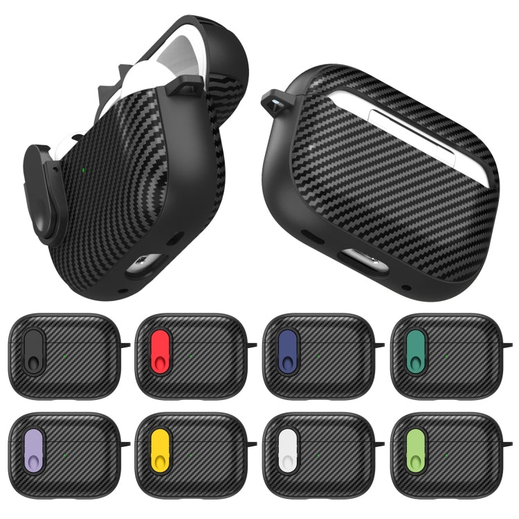 For AirPods 3 Carbon Fiber Texture Wireless Earphones Case with Security Lock(White) - For AirPods 3 by buy2fix | Online Shopping UK | buy2fix