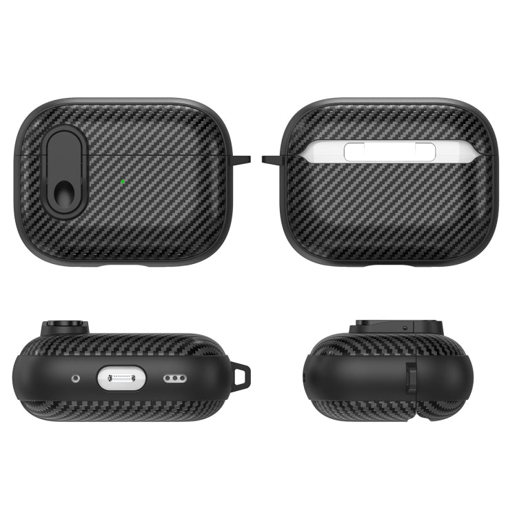 For AirPods Pro Carbon Fiber Texture Wireless Earphones Case with Security Lock(Blue) - For AirPods Pro by buy2fix | Online Shopping UK | buy2fix