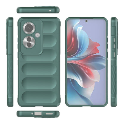 For OPPO Reno11 F 5G Global Magic Shield TPU + Flannel Phone Case(Dark Green) - Reno11 F Cases by buy2fix | Online Shopping UK | buy2fix