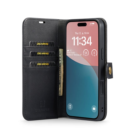 For iPhone 16 Plus DG.MING Crazy Horse Texture Detachable Magnetic Leather Phone Case(Black) - iPhone 16 Plus Cases by DG.MING | Online Shopping UK | buy2fix