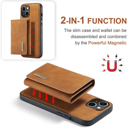 For iPhone 15 DG.MING M1 Series 3-Fold Multi Card Wallet Leather Phone Case(Brown) - iPhone 15 Cases by DG.MING | Online Shopping UK | buy2fix