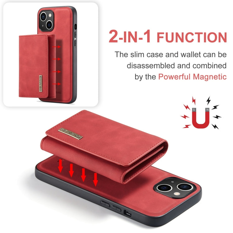 For iPhone 15 Plus DG.MING M1 Series 3-Fold Multi Card Wallet Leather Phone Case(Red) - iPhone 15 Plus Cases by DG.MING | Online Shopping UK | buy2fix