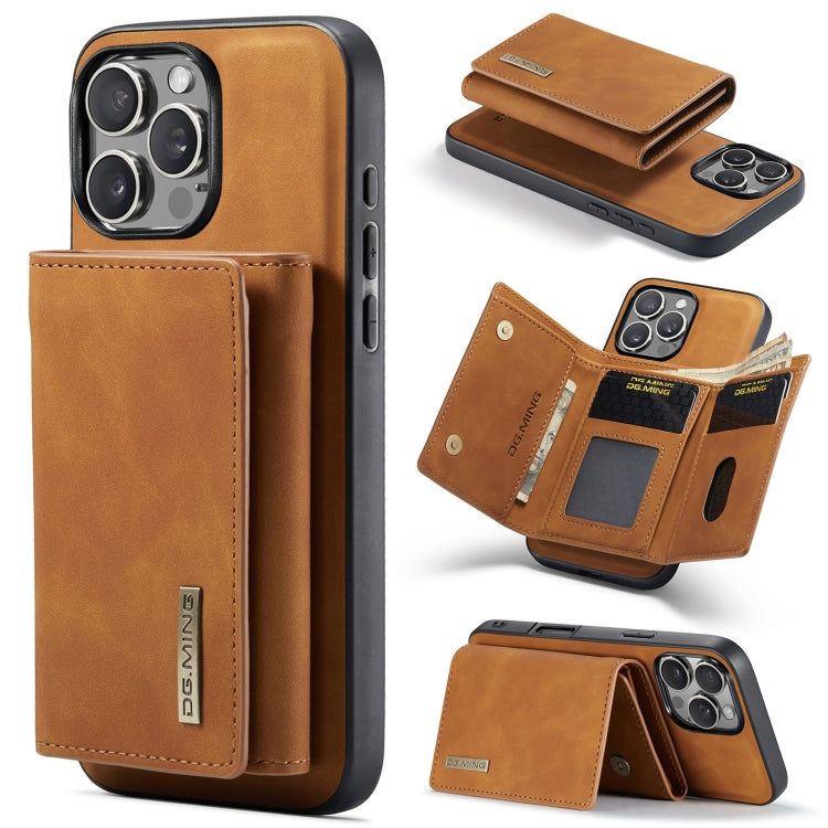 For iPhone 16 Pro DG.MING M1 Series 3-Fold Multi Card Wallet Leather Phone Case(Brown) - iPhone 16 Pro Cases by DG.MING | Online Shopping UK | buy2fix