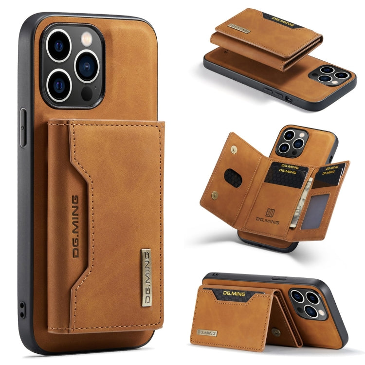 For iPhone 15 Pro DG.MING M2 Series 3-Fold Card Bag Wallet Leather Phone Case(Brown) - iPhone 15 Pro Cases by DG.MING | Online Shopping UK | buy2fix