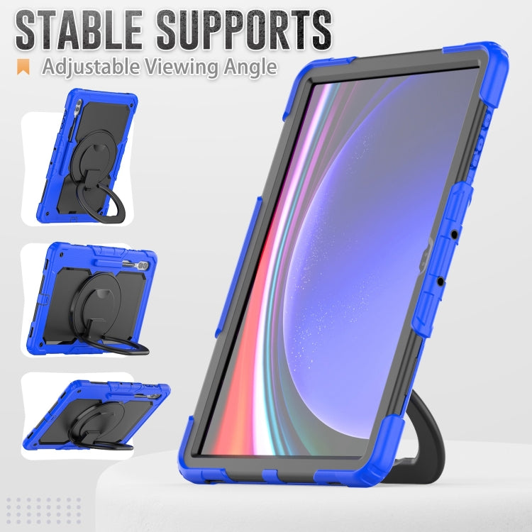 For Samsung Galaxy Tab S10 Ultra D Type Silicone Hybrid PC Tablet Case with Handle Holder(Blue) - Galaxy Tab S9 Ultra Cases by buy2fix | Online Shopping UK | buy2fix