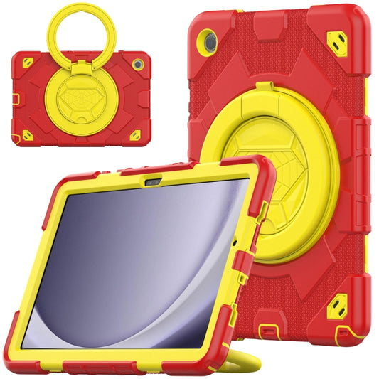 For Samsung Galaxy Tab A9+ Spider Rotation Handle Silicone Hybrid PC Tablet Case(Yellow Red) - Galaxy Tab A9+ by buy2fix | Online Shopping UK | buy2fix