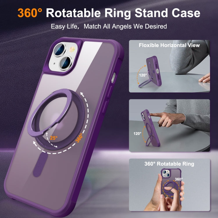 For iPhone 15 Plus MagSafe Magnetic Rotating Holder Phone Case(Purple) - iPhone 15 Plus Cases by buy2fix | Online Shopping UK | buy2fix