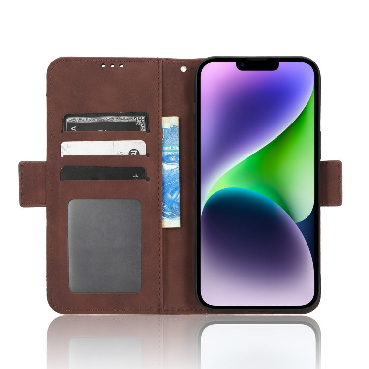 For iPhone 16 Skin Feel Calf Texture Card Slots Leather Phone Case(Brown) - iPhone 16 Cases by buy2fix | Online Shopping UK | buy2fix