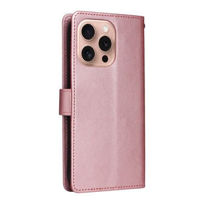 For iPhone 16 Pro Multifunctional Horizontal Flip Leather Phone Case with Three Card Slots(Rose Gold) - iPhone 16 Pro Cases by buy2fix | Online Shopping UK | buy2fix