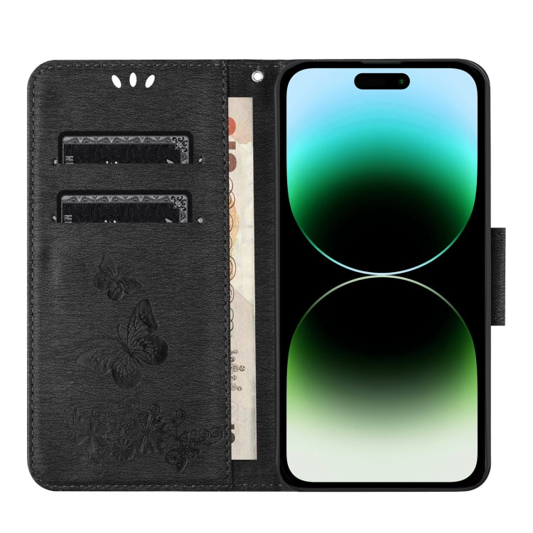 For iPhone 16 Pro Max Butterfly Embossed Flip Leather Phone Case(Black) - iPhone 16 Pro Max Cases by buy2fix | Online Shopping UK | buy2fix