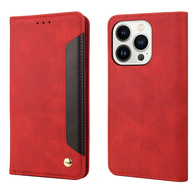 For iPhone 16 Pro Max Skin Feel Splicing Leather Phone Case(Red) - iPhone 16 Pro Max Cases by buy2fix | Online Shopping UK | buy2fix