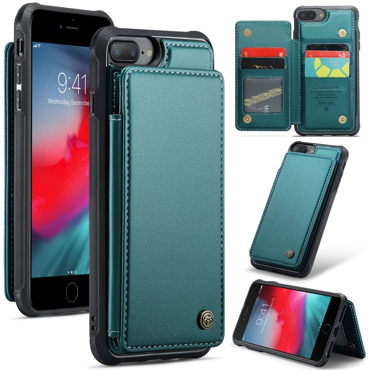 For iPhone 8 Plus / 7 Plus CaseMe C22 Card Slots Holder RFID Anti-theft Phone Case(Blue Green) - More iPhone Cases by CaseMe | Online Shopping UK | buy2fix