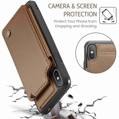 For iPhone XS / X CaseMe C22 Card Slots Holder RFID Anti-theft Phone Case(Brown) - More iPhone Cases by CaseMe | Online Shopping UK | buy2fix