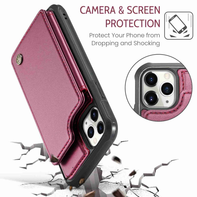 For iPhone 11 Pro CaseMe C22 Card Slots Holder RFID Anti-theft Phone Case(Wine Red) - iPhone 11 Pro Cases by CaseMe | Online Shopping UK | buy2fix