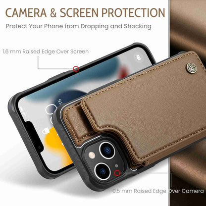 For iPhone 13 CaseMe C22 Card Slots Holder RFID Anti-theft Phone Case(Brown) - iPhone 13 Cases by CaseMe | Online Shopping UK | buy2fix