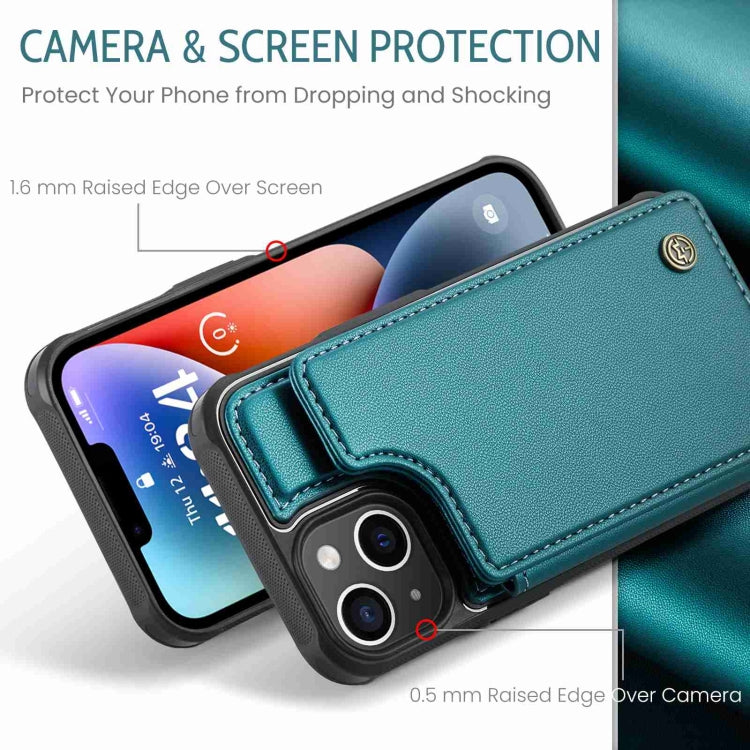 For iPhone 14 Plus CaseMe C22 Card Slots Holder RFID Anti-theft Phone Case(Blue Green) - iPhone 14 Plus Cases by CaseMe | Online Shopping UK | buy2fix