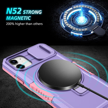 For iPhone 11 Sliding Camshield Magsafe Holder TPU Hybrid PC Phone Case(Pink Purple) - iPhone 11 Cases by buy2fix | Online Shopping UK | buy2fix