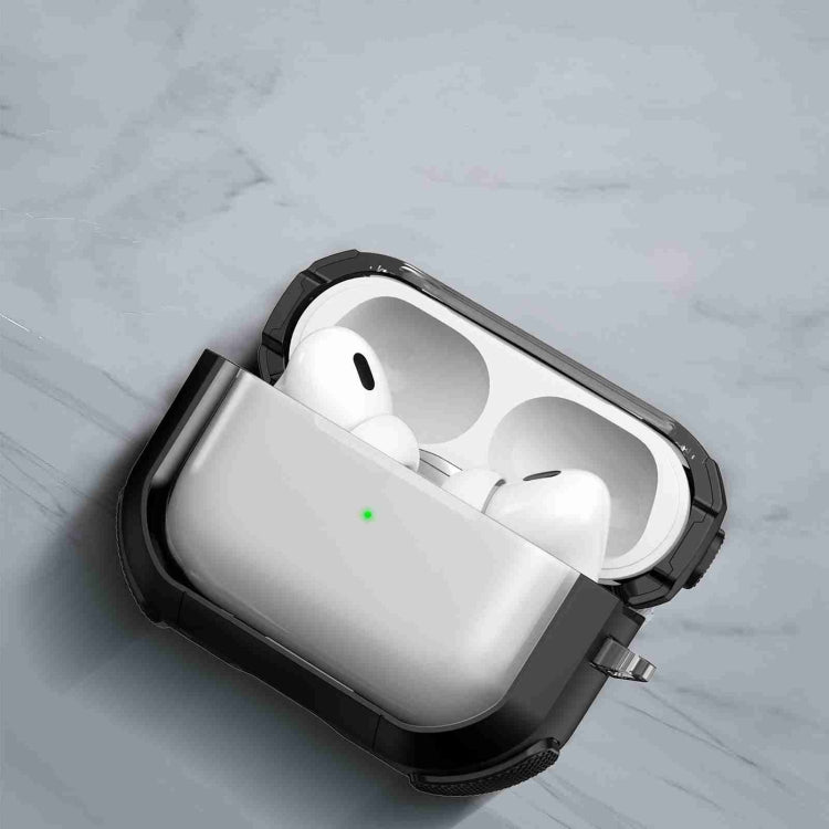 For AirPods Pro 2 Thunder Transparent Armor Wireless Earphones Protective Case(Blue) - For AirPods Pro 2 by buy2fix | Online Shopping UK | buy2fix