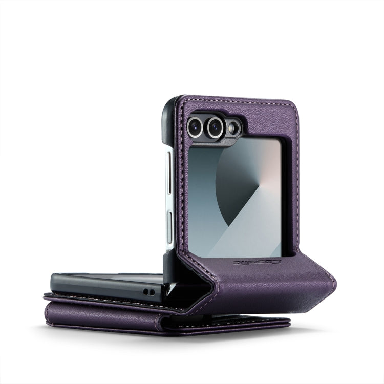 For Samsung Galaxy Z Flip6 5G CaseMe C22 PC+TPU Business Style RFID Anti-theft Leather Phone Case(Purple) - Galaxy Z Flip6 5G Cases by CaseMe | Online Shopping UK | buy2fix