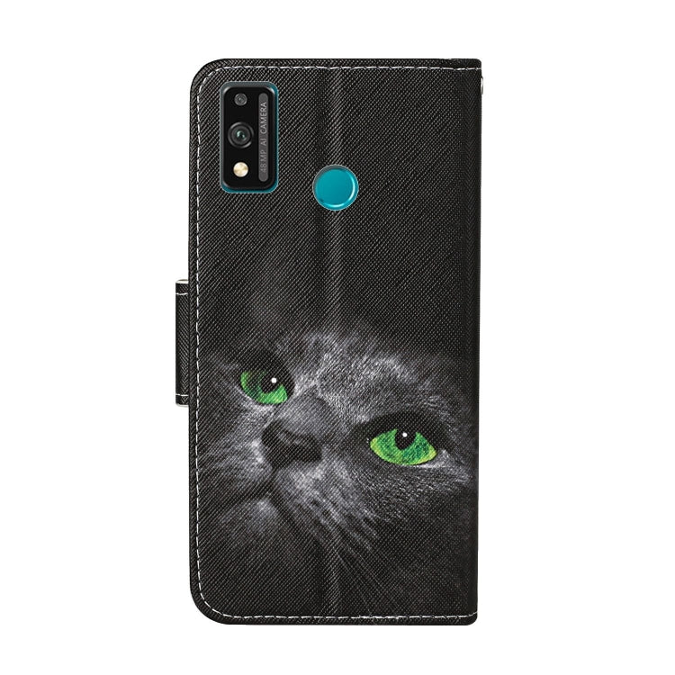 For Huawei Honor 9X Lite Colored Drawing Pattern Horizontal Flip Leather Case with Holder & Card Slots & Wallet(Black Cat) - Honor Cases by buy2fix | Online Shopping UK | buy2fix