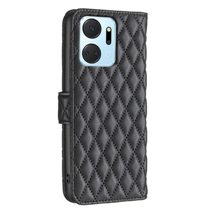 For Honor X7a Diamond Lattice Wallet Flip Leather Phone Case(Black) - Honor Cases by buy2fix | Online Shopping UK | buy2fix