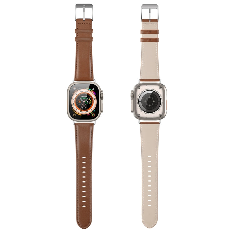 For Apple Watch 7 45mm DUX DUCIS YS Series Genuine Leather Watch Band(Brown) - Watch Bands by DUX DUCIS | Online Shopping UK | buy2fix