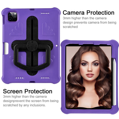 For iPad Pro 11 2024 Shield 360 Rotation Handle EVA Shockproof PC Tablet Case(Purple Black) - iPad Pro 11 2024 Cases by buy2fix | Online Shopping UK | buy2fix