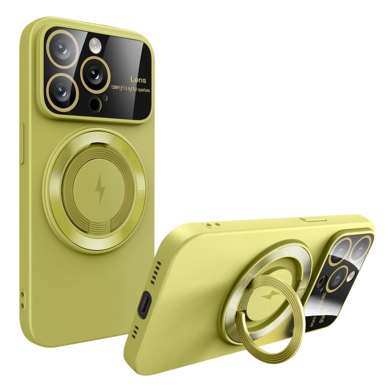 For iPhone 14 Pro Max Large Window MagSafe Magnetic Holder Phone Case(Avocado Green) - iPhone 14 Pro Max Cases by buy2fix | Online Shopping UK | buy2fix