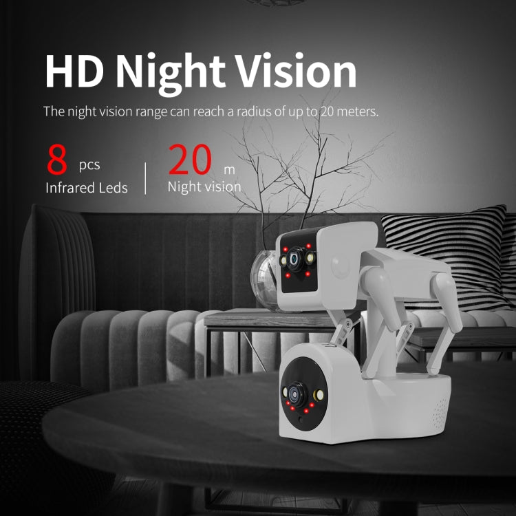 ESCAM PT212 4MP Dual Lens Robot Dog WiFi Camera Supports Cloud Storage/Two-way Audio/Night Vision, Specification:EU Plug - Wireless Camera by ESCAM | Online Shopping UK | buy2fix