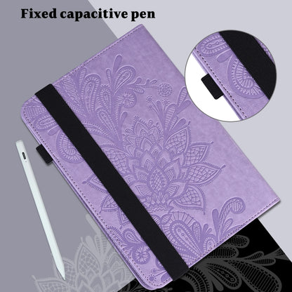 For Samsung Galaxy Tab S9 Lace Flower Embossing Pattern PU Tablet Case(Purple) - Galaxy Tab S9 Cases by buy2fix | Online Shopping UK | buy2fix