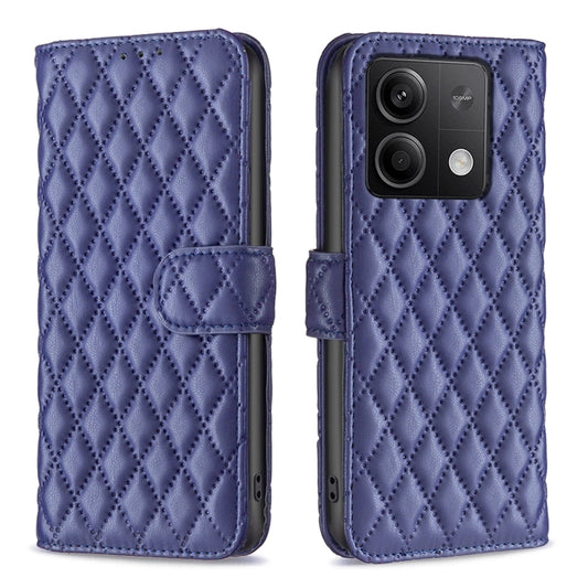 For Xiaomi Redmi Note 13 Diamond Lattice Wallet Leather Flip Phone Case(Blue) - Note 13 Cases by buy2fix | Online Shopping UK | buy2fix