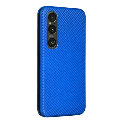 For Sony Xperia 1 VI 2024 Carbon Fiber Texture Flip Leather Phone Case(Blue) - Sony Cases by buy2fix | Online Shopping UK | buy2fix