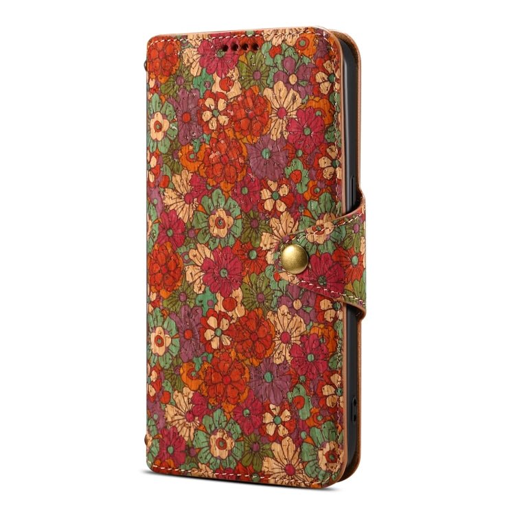 For iPhone 16 Denior Flower Language Series Cork Fabric Oil Edge Leather Phone Case(Summer) - iPhone 16 Cases by Denior | Online Shopping UK | buy2fix