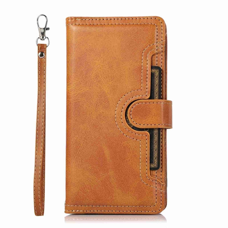 For iPhone 16 Pro Max Wristband Card Slot Leather Phone Case(Brown) - iPhone 16 Pro Max Cases by buy2fix | Online Shopping UK | buy2fix