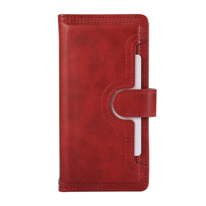 For iPhone 16 Wristband Card Slot Leather Phone Case(Red) - iPhone 16 Cases by buy2fix | Online Shopping UK | buy2fix