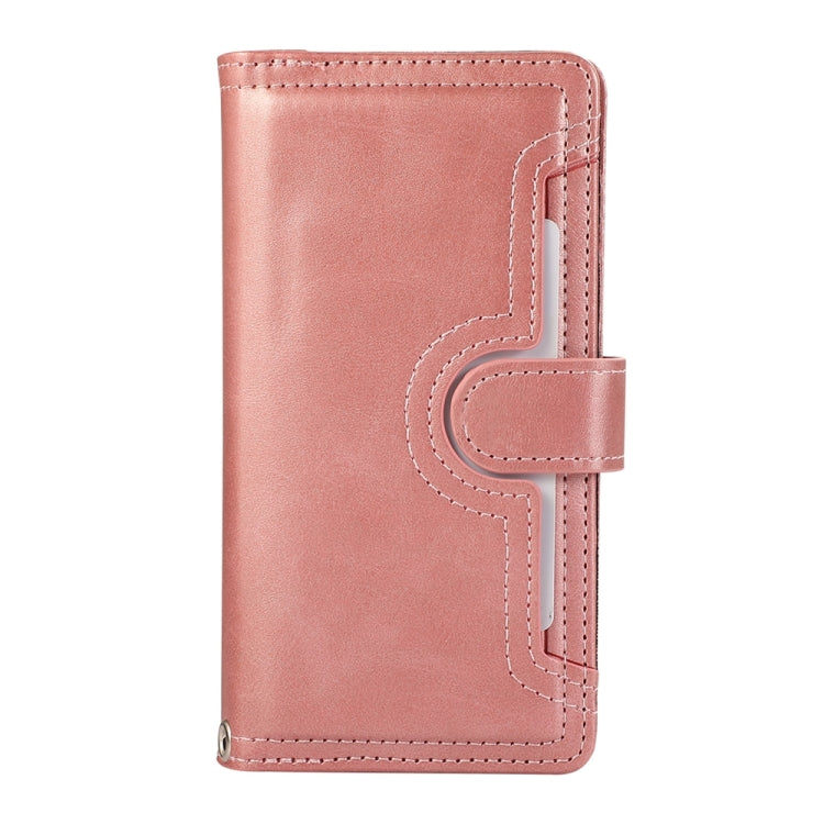 For iPhone 16 Wristband Card Slot Leather Phone Case(Rose Gold) - iPhone 16 Cases by buy2fix | Online Shopping UK | buy2fix