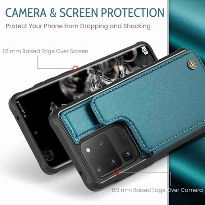 For Samsung Galaxy S20 Ultra CaseMe C22 Card Slots Holder RFID Anti-theft Phone Case(Blue Green) - Galaxy Phone Cases by CaseMe | Online Shopping UK | buy2fix